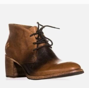 Patricia Nash Veneto Leather Lace Up Ankle Boots Size 8 Brown Block Heel